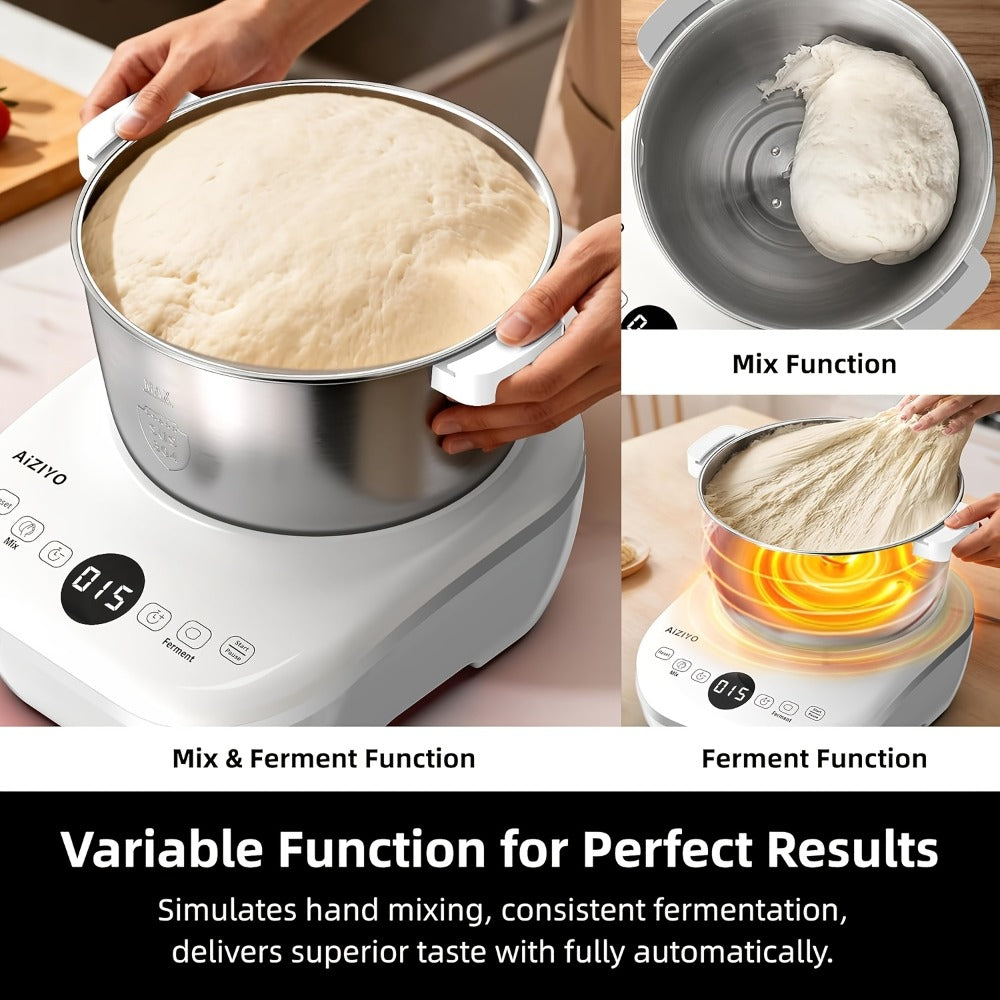 Electric Dough Maker with Ferment Function - 7Qt 250W Dough Kneading Machine, 304 Stainless Steel Bowl