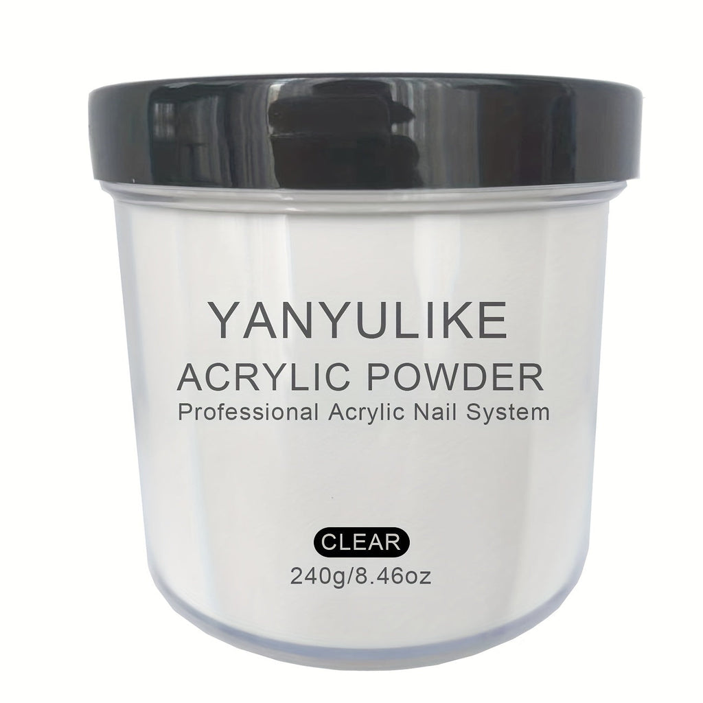 240g Acrylic Nail Powder Jar in Clear, Pink, Nude or White for Use with Compatible Acrylic Liquid