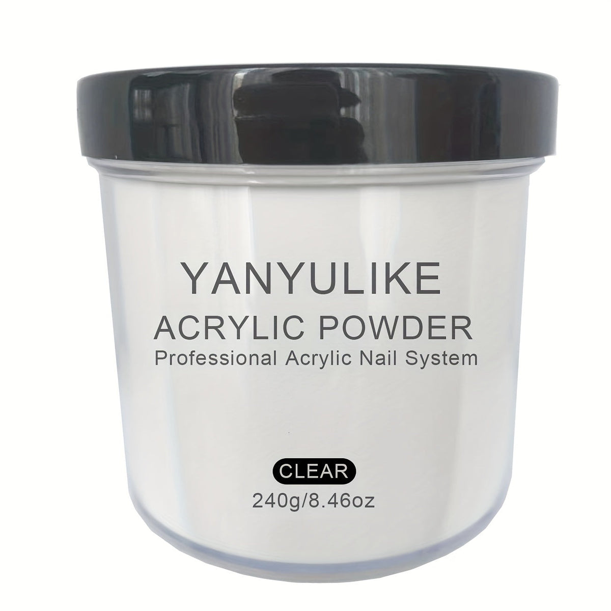 240g Acrylic Nail Powder Jar in Clear, Pink, Nude or White for Use with Compatible Acrylic Liquid