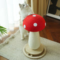 Cat Scratching Post Mushroom Sisal Board with Spinning Ball Track Interactive Toy for Cats and Kittens Stable Non-Slip Base Large