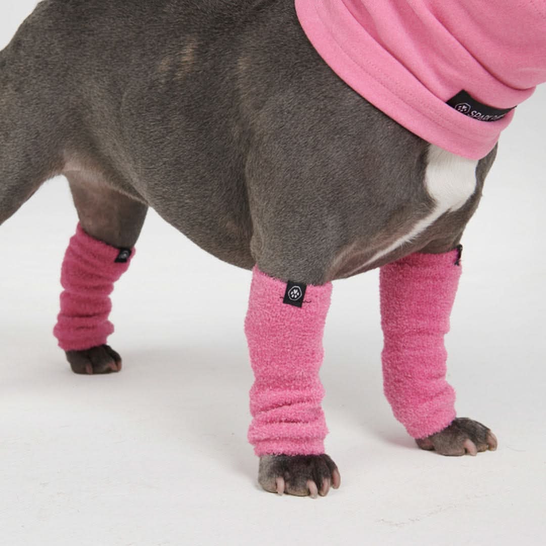 Stretch Fleece Dog Leg Warmers, Leg - Pink / S (10-15lbs/4.5-7kg)