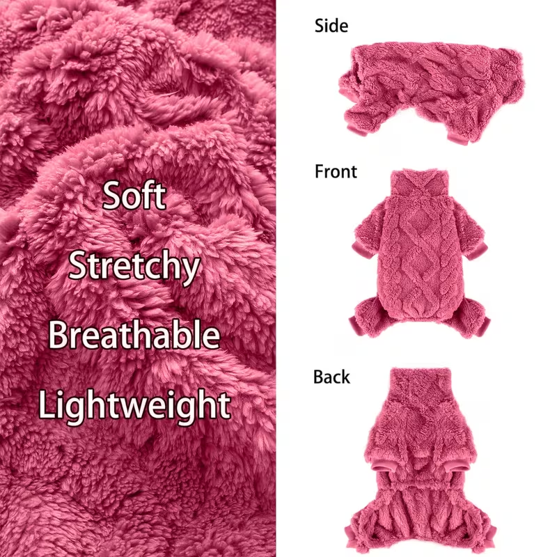 Fleece Dog Sweater Turtleneck Jumpsuit for Small Dogs & Cats 1-15 lbs – Soft Warm Winter Puppy Pajamas Onesie