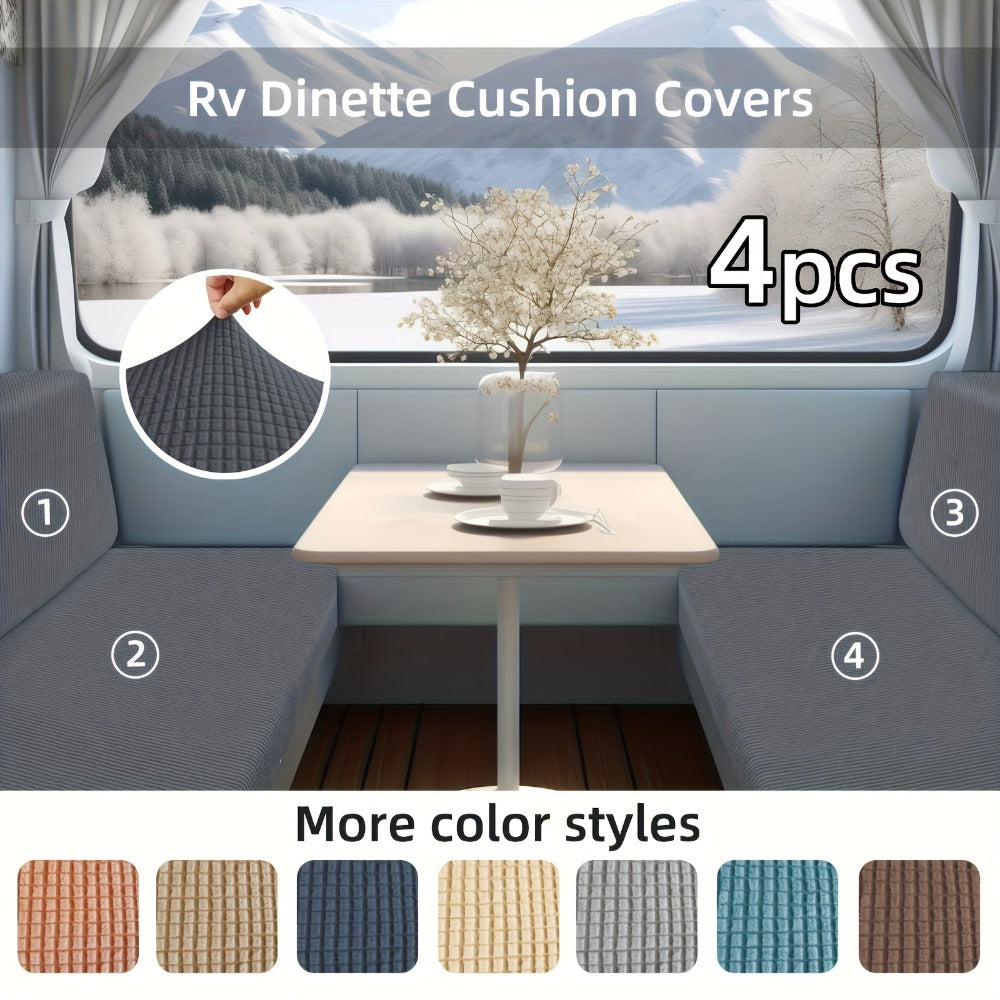 RV Dinette Cushion Covers 4 Pack Stretch Jacquard Sofa Seat Backrest Slipcovers Anti-Pet Hair for Entryways, Bedrooms and Living Spaces