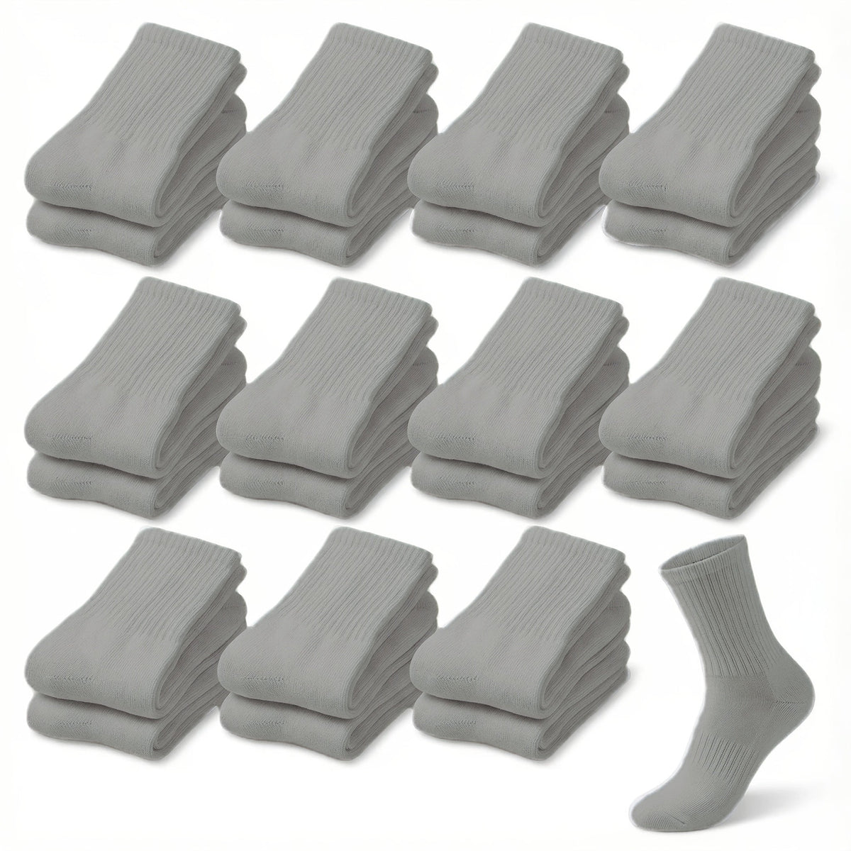 12-Pair Crew-Length Diabetic Sock Set for Adults in White, Black or Grey with 9-11 and 10-13 Sizes
