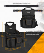 Tool Belt Bag – 18-Pocket Large Tool Organizer Pouch with Wide Mouth Opening, Polyester for Construction