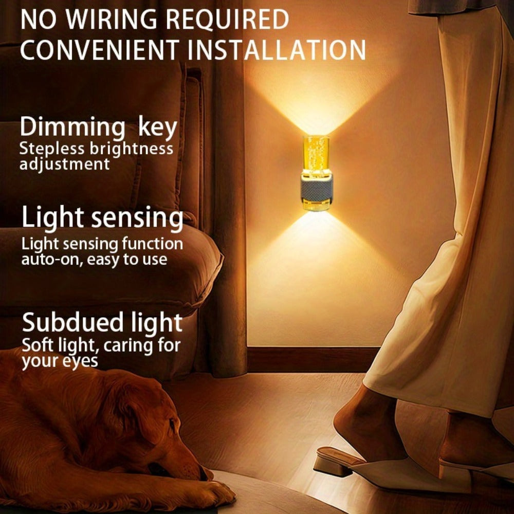 Two-Pack 3000K Plug-In Night Lights with Bubble-Pattern Shades, Light Sensors and Black or White Bases
