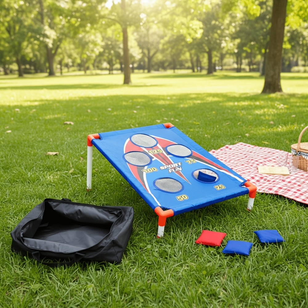 Bean Bag Toss Game Set – 5-Hole Scoring Board, 8 Bean Bags & Carry Bag | Outdoor Indoor Fun for Kids & Adults | Camping Parties Beach