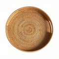 Serving Tray Basket – Hand-Woven Round Rattan Organizer for Fruits Bread Snacks, for Home Cooking, Dining and Outdoor Meals