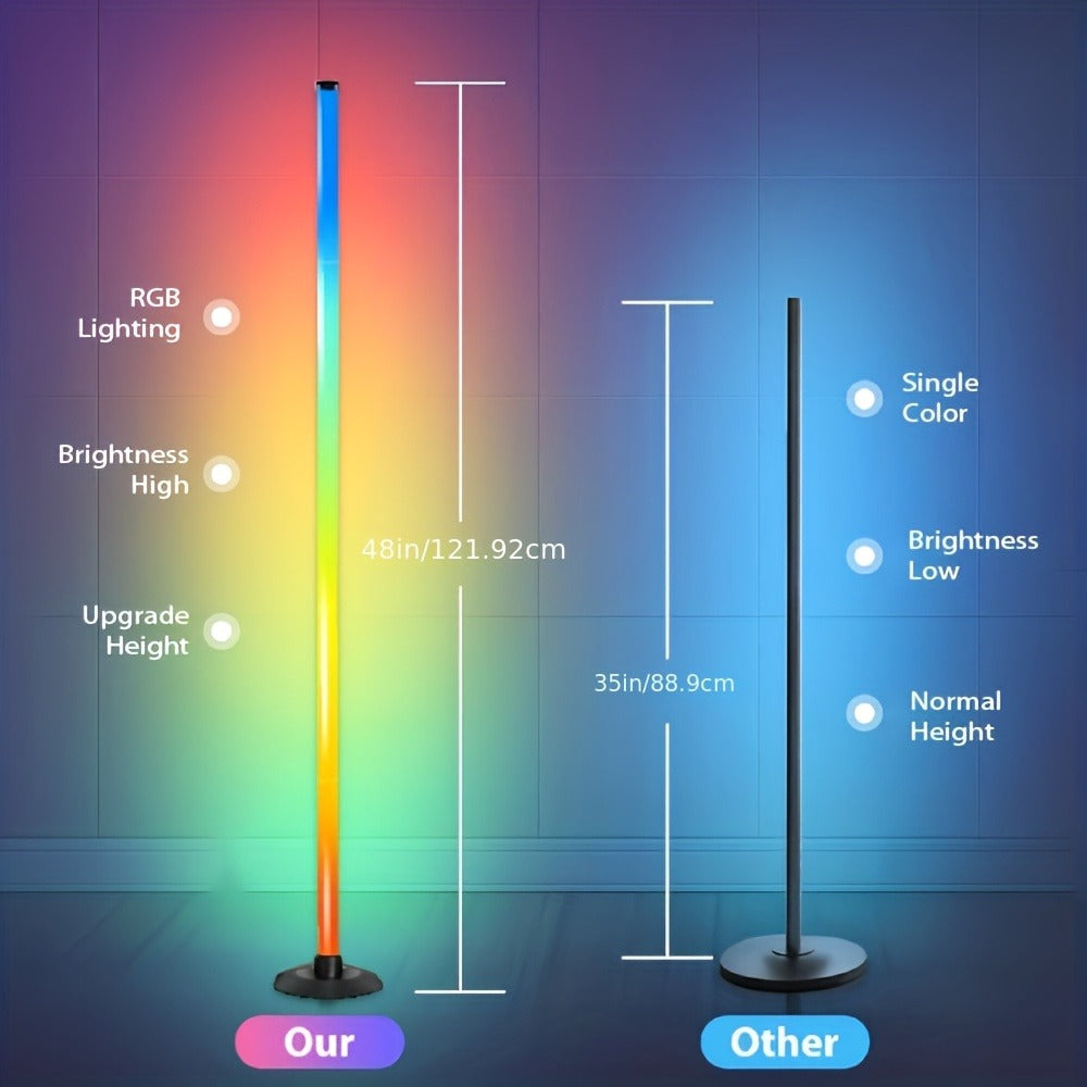 68.8-Inch RGB Corner Floor Lamp in One- or Two-Piece Options with Pictured App and Remote Controls