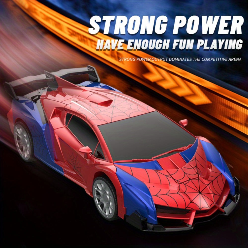 Transforming RC Car for Kids 1:18 Scale, One-Button Deformation Robot Remote Control Stunt Car