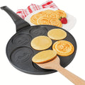 7-Hole Non-Stick Pancake Pan Smiley Face, Aluminum Alloy Breakfast Maker with Detachable Handle for Gas Stove