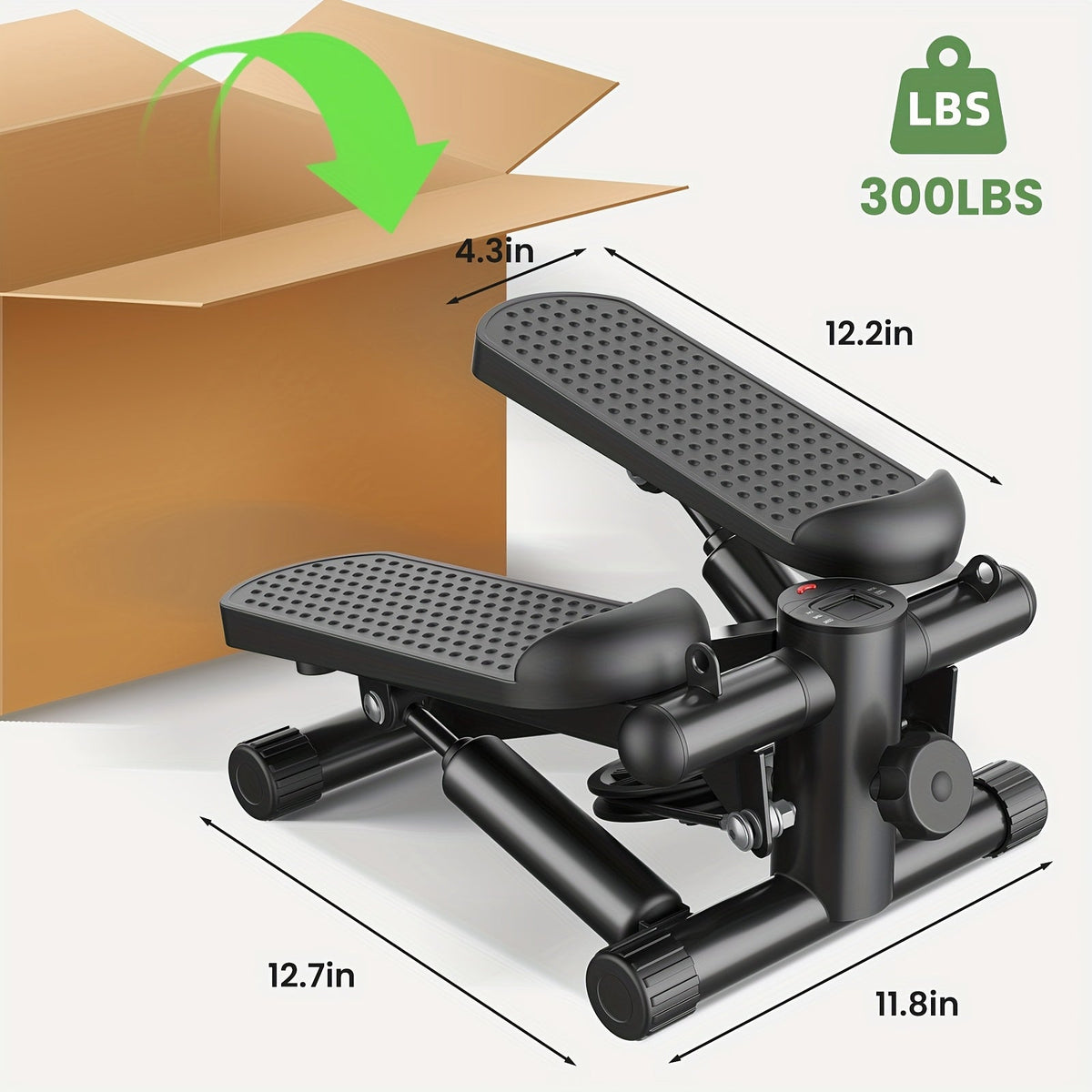 Mini Exercise Stepper Machine with Resistance Bands – Portable Twist Stair Stepper, 300lb Capacity, Full Body Trainer for Legs
