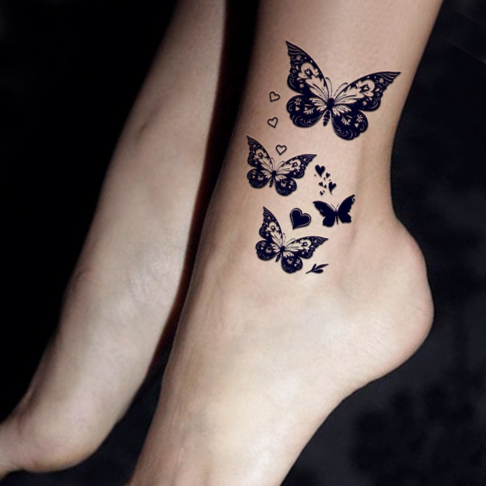 Temporary Tattoos AMIFANS 3-Sheet Dark Butterfly Design Set with 2.3 x 3.9-Inch Sheets for Arm, Leg and Shoulder Placement