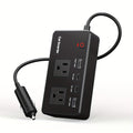200W Car Power Inverter DC 12V to 110V AC Outlet + USB-C & USB-A 4.8A 24W, Car Plug Adapter Converter for Laptop Camping Travel Road Trip