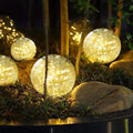 Solar Cracked-Glass Globe Garden Lights, Four-Piece Set in Warm White or Mixed Color Selections