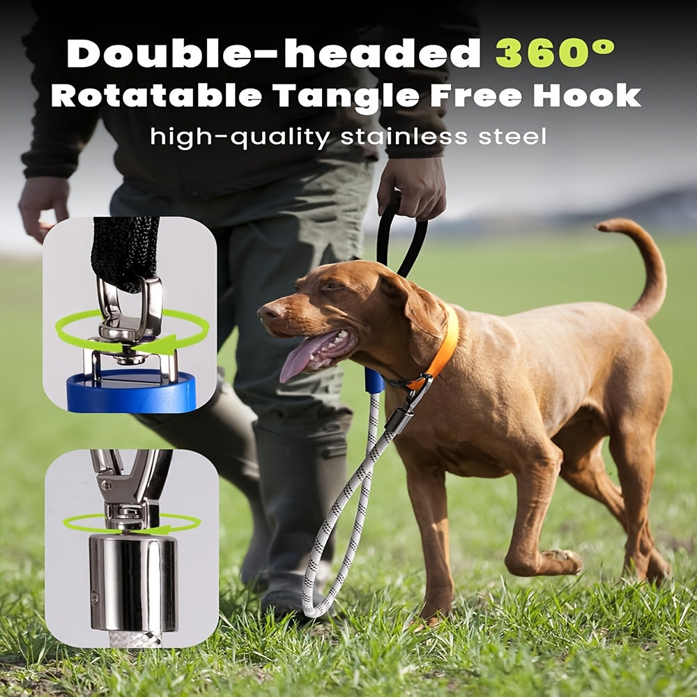 LED Dog Leash Light Up 4FT Rechargeable with 7 Lighting Modes, Glow in the Dark Reflective Double-Sided Lighted Dog Leash
