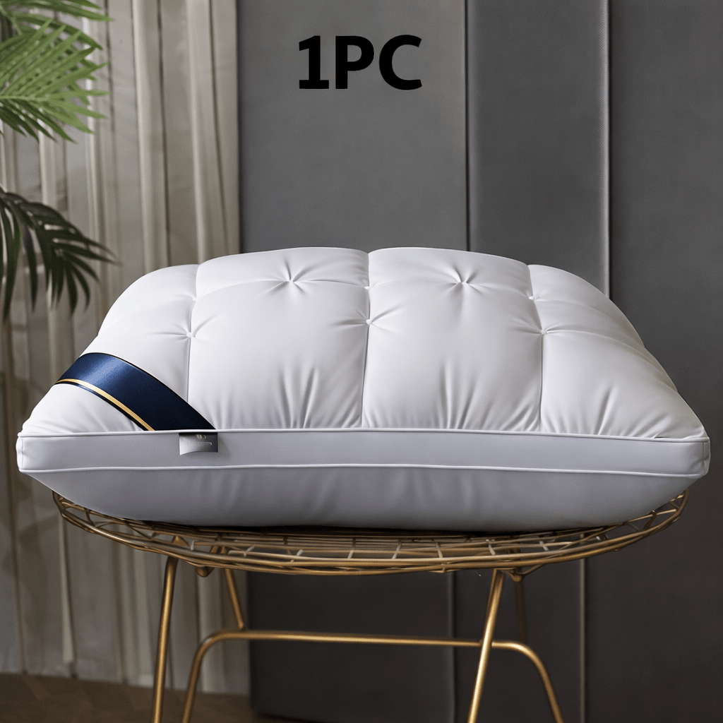 Hotel Quality Pillow Soft Polyester Fiber Deep Sleep Neck Support – No Collapse All Season Machine Washable Satin Cover Zipper Closure White