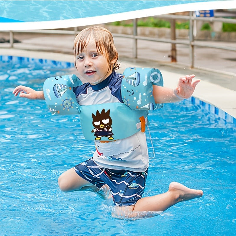 Kids Adjustable Swim Vest for Toddlers Ages 1-9 – Lightweight Floating Jacket, Cute Blue Cartoon Pattern, Patented Safety Design for Boys