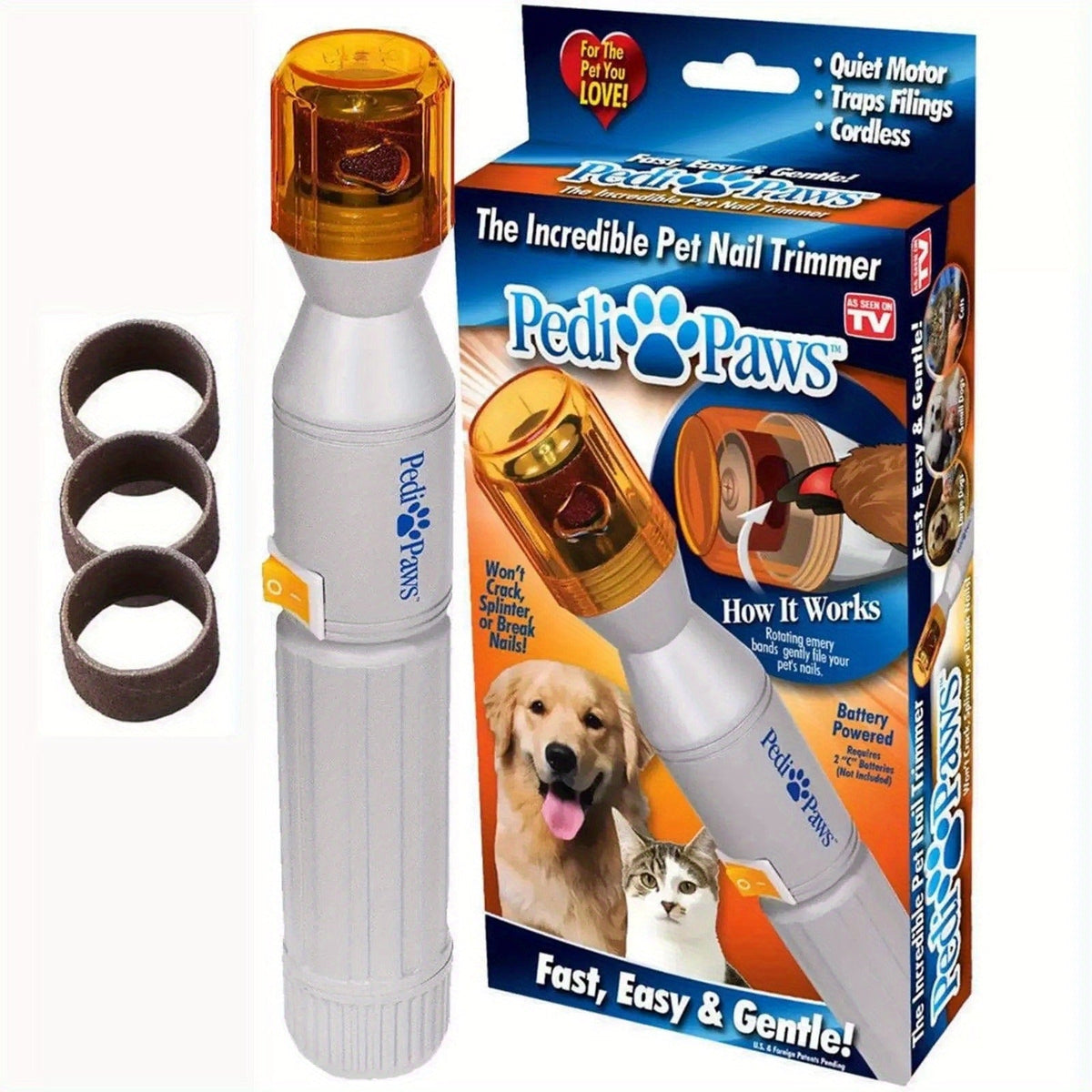 Pet Nail Grinder Silent & Painless – Manual No-Battery Dog & Cat Nail Trimmer, Quiet Claw Grinding & Polishing Tool for Professional Home