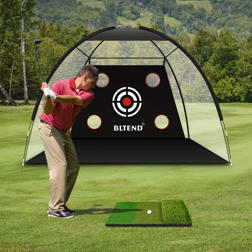 Golf Practice Net 10x7ft with Hitting Mat, Portable Golf Chipping Net for Backyard Indoor Outdoor Use, Golf Training Net for Driving