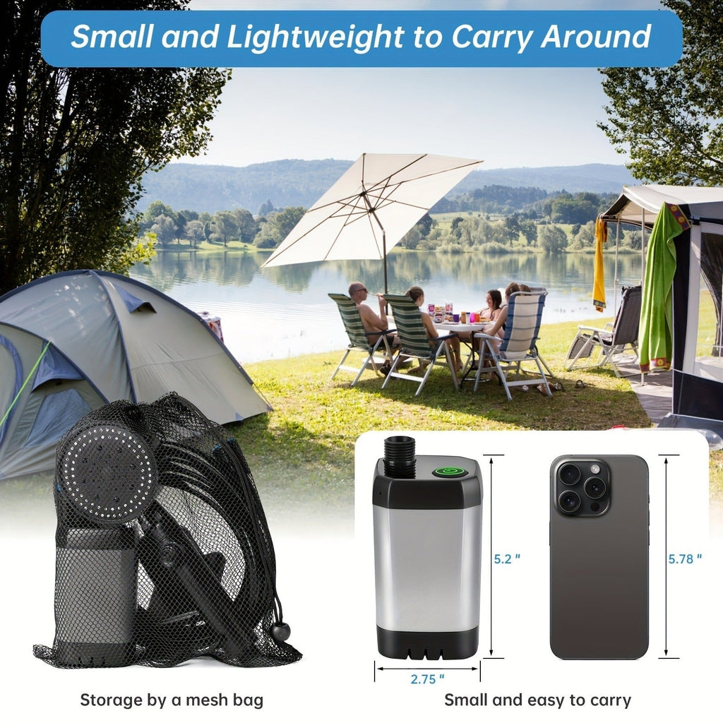 Camping Shower Portable with Smart Digital Temperature Display, 6000mAh USB Rechargeable Battery, 6 Spray Modes for Outdoor Hiking Pet