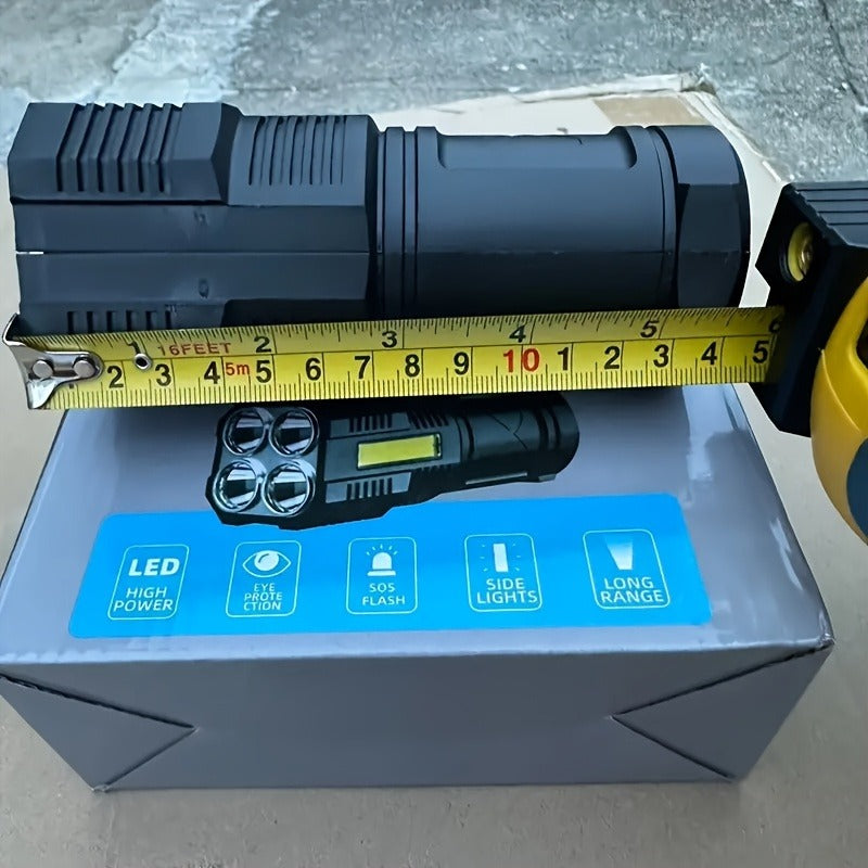 Flashlight 6-Pack Rechargeable Hand Torch Set with Main Beam, COB Side Light and Power Display