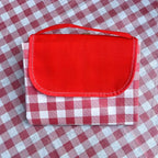 200 x 200cm Picnic Blanket in Yellow and White Plaid with Integrated Folding Flap and Carry Handle