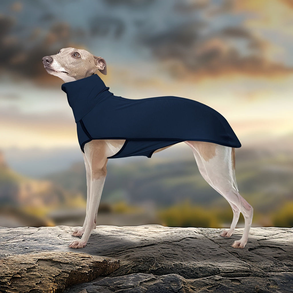 High Neck Dog Coat Warm Pullover – Solid Color Woven Polyester Pet Jacket, Machine Washable, All-Season Fall & Winter Dog Apparel
