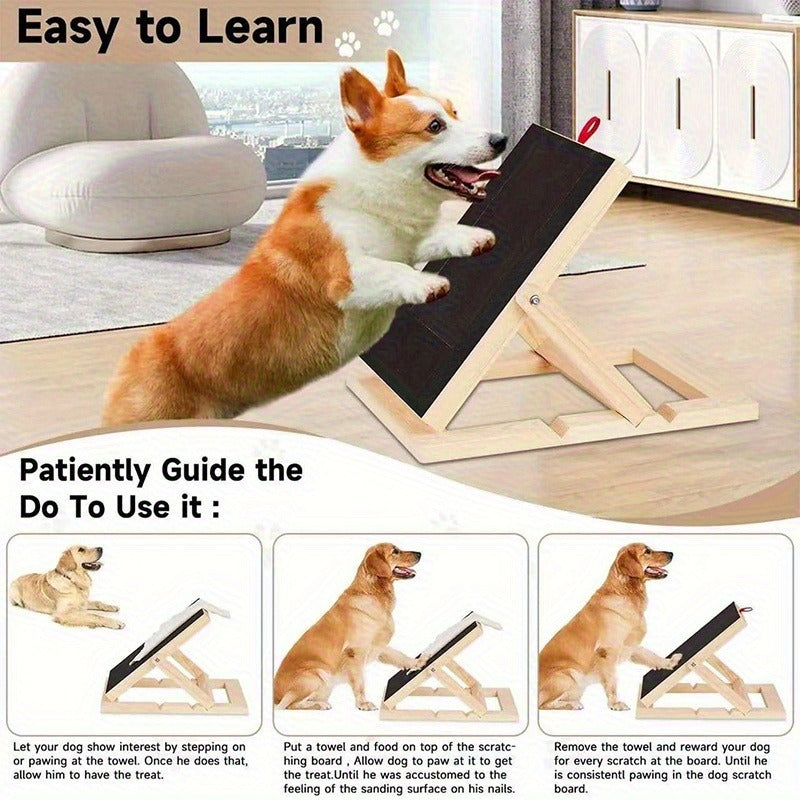 Dog Nail Scratch Board with Foldable Adjustable Stand, Replaceable Sandpaper and Bracket or Flat Options