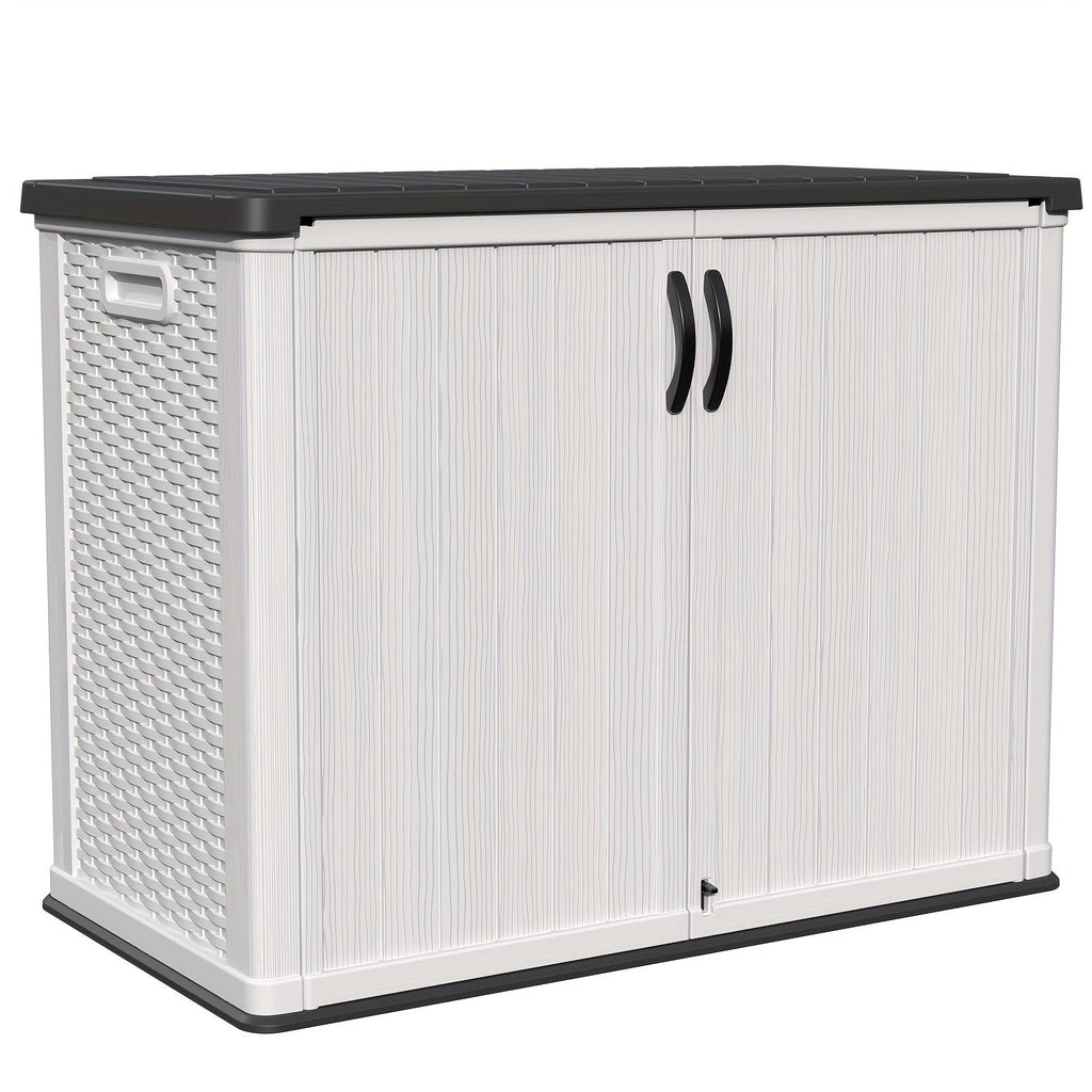 Resin Outdoor Storage Cabinet and Shelf Options in White or Beige with 4 x 2 Ft Shed Sizes