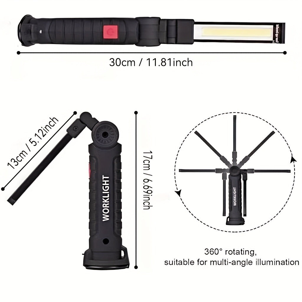 COB LED Work Light Rechargeable – Magnetic Base Portable Flashlight, 1000 Lumen Adjustable Beam, Multi-Pack Hanging Lamp for Garage