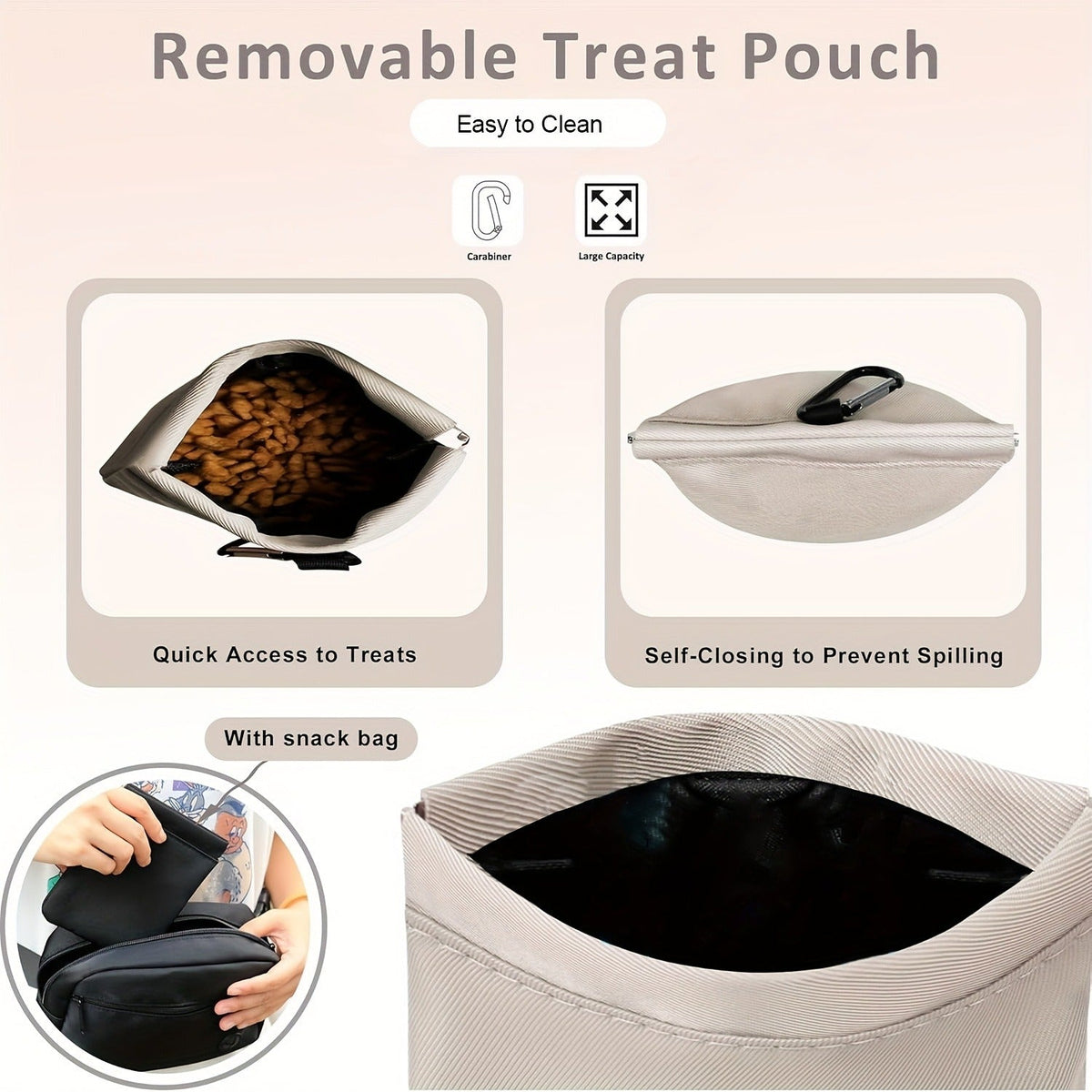 Dog Treat Pouch for Training – Waist Belt Bag with Poop Bag Dispenser, Detachable Treat Bag & Carabiner – Dog Walking Bag for Puppy Training