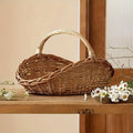 Natural Wicker Storage Basket with Thick-Wall Oval Design for Flowers, Produce and Farmhouse Display
