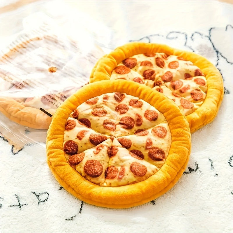Squeaky Pizza Dog Toy – Plush Pepperoni Pizza & Donut Chew Toy for Dogs, Durable Soft Interactive Toy for All Breeds