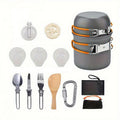 Stainless Steel Camping Cookware Set Portable Outdoor Cooking Pot with Foldable Storage Knives Forks Lightweight Compact for Backpacking