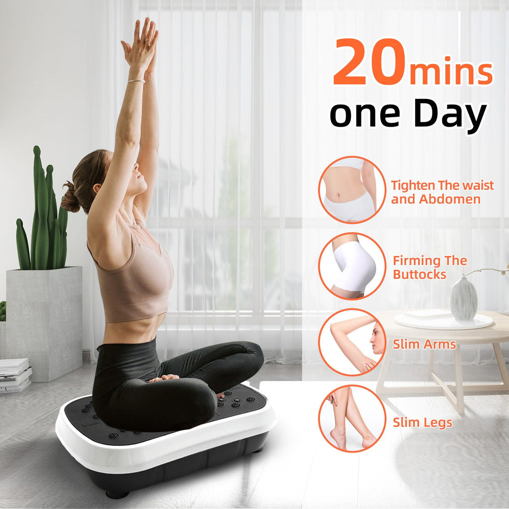 Vibration Plate Exercise Machine 120 Speed Levels – 5 Resistance Bands, LCD Display, Remote Control, 3 Workout Programs