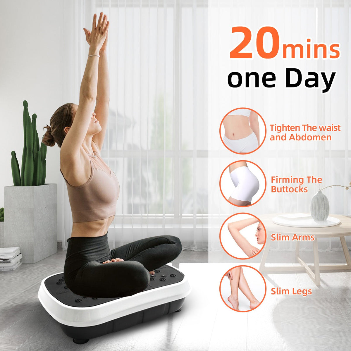Vibration Plate Exercise Machine 120 Speed Levels – 5 Resistance Bands, LCD Display, Remote Control, 3 Workout Programs
