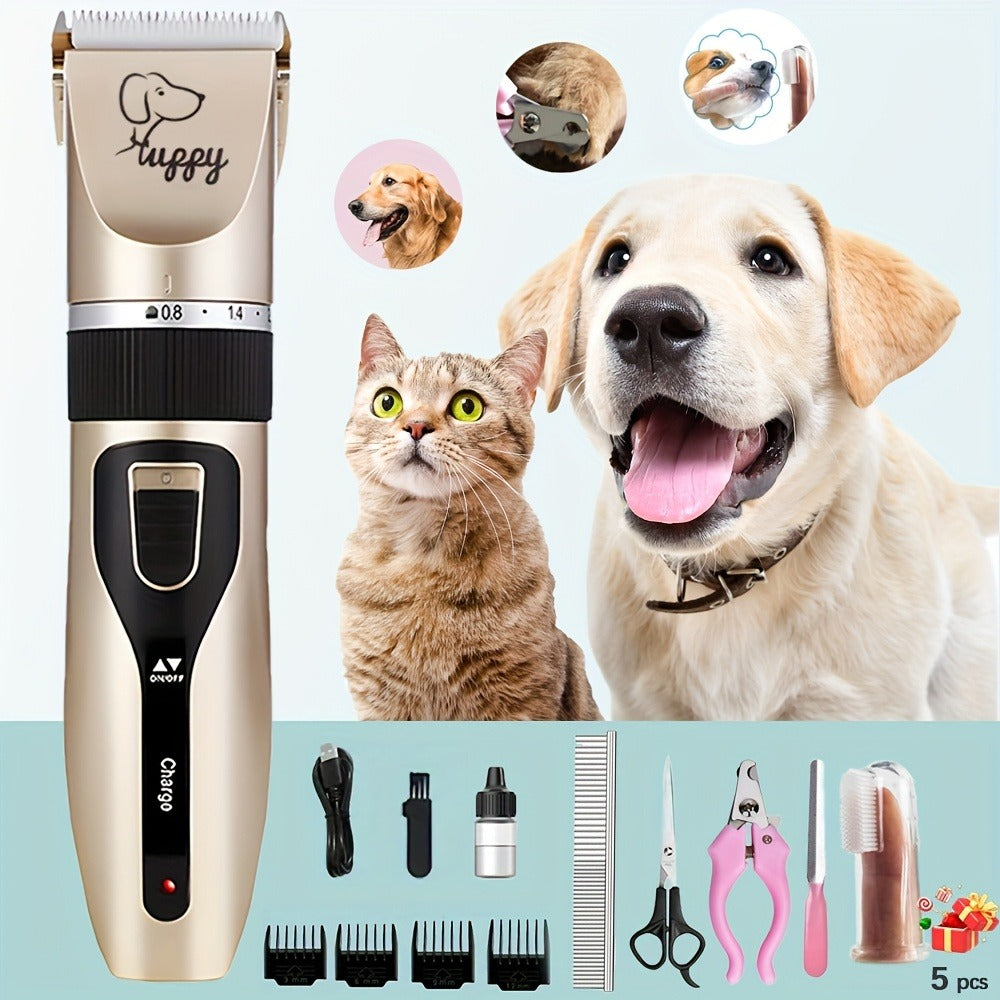 12-in-1 Pet Hair Trimmer Kit USB Rechargeable – Professional Cordless Electric Clippers for Dogs Cats Puppies Kittens
