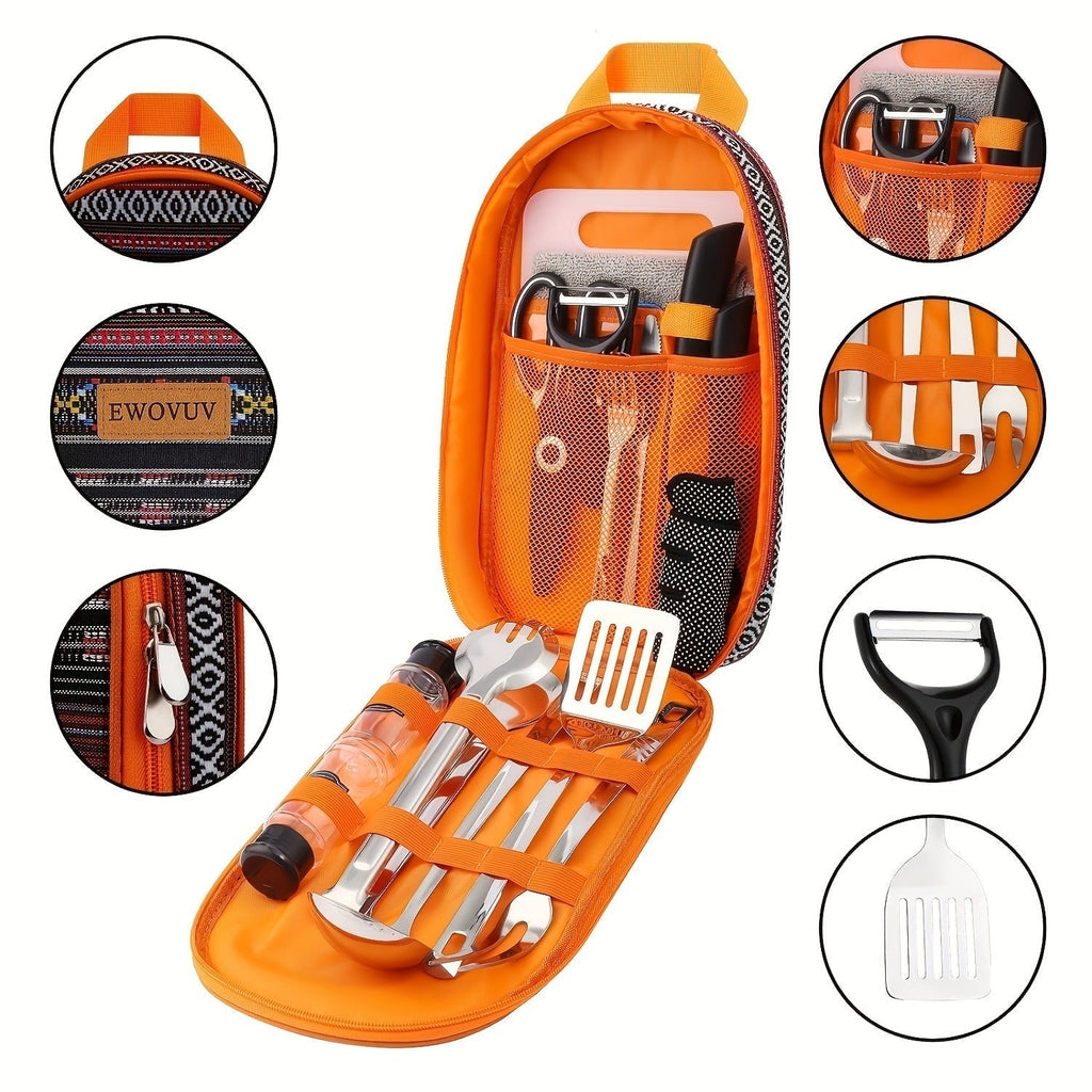 Camping Cookware Set Outdoor Kitchen Cooking Kit – Essential Camp Gear for Barbecue, Meal Prep & Outdoor Cooking at Campsites & Parks