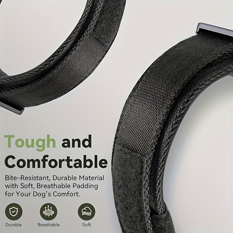 Tactical Dog Collar with AirTag Holder and Handle Adjustable Heavy Duty PC Case GPS Tracking Compatible for Medium Large Dogs M L XL 9