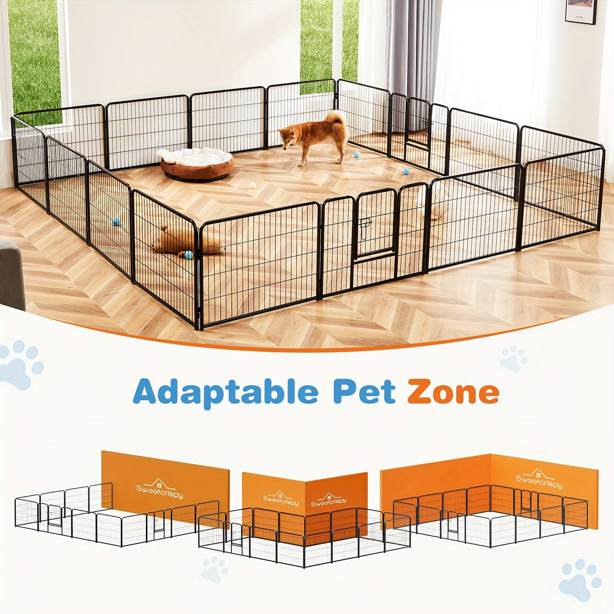 Dog Playpen Heavy Duty Foldable – 8 & 16 Panel Pet Exercise Pen for Large Medium Small Dogs, Portable Indoor Outdoor Puppy Pen for Yard