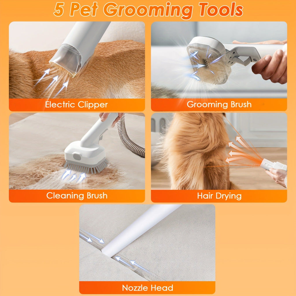 Pet Grooming Vacuum Kit with 2.2L Cup, Purple or Orange Trim and 8-in-1 or 9-in-1 Dryer Packages