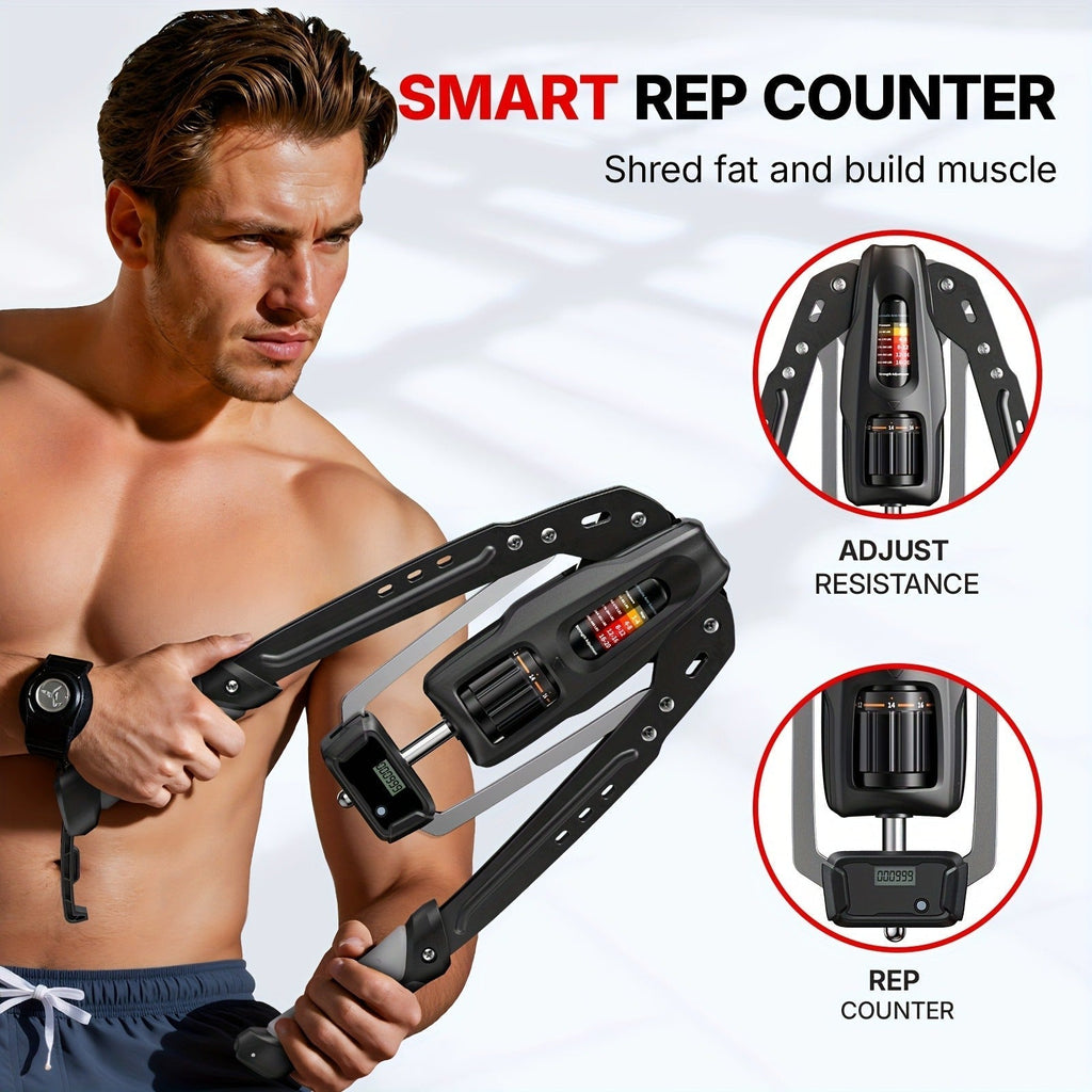Fitness Equipment Folding Hydraulic Chest Expander with 20 Resistance Levels and Digital Rep Counter