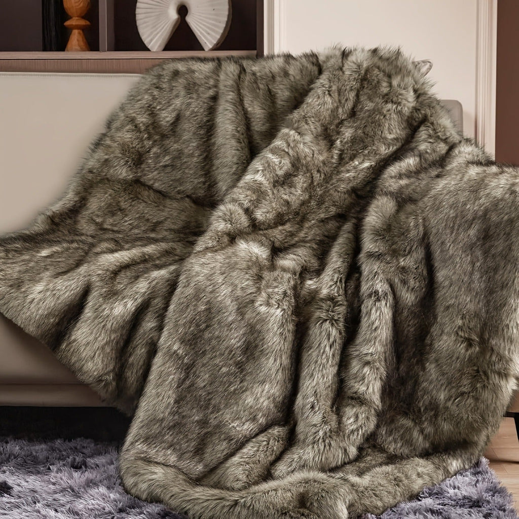 Faux Fur Throw Blanket 1060GSM Luxury – Super Soft Reversible Plush Mink Blanket for Bed Couch Sofa, Oversized Heavy Weight Cozy Blanket