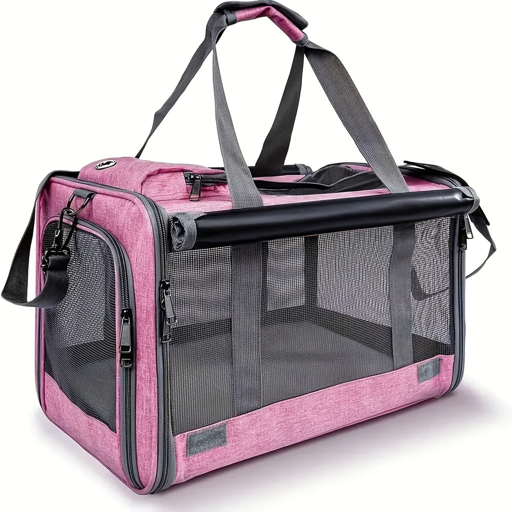 Soft-Sided Mesh-Panel Pet Carrier with Privacy Cover and Nine Color or Accessory Bundle Options