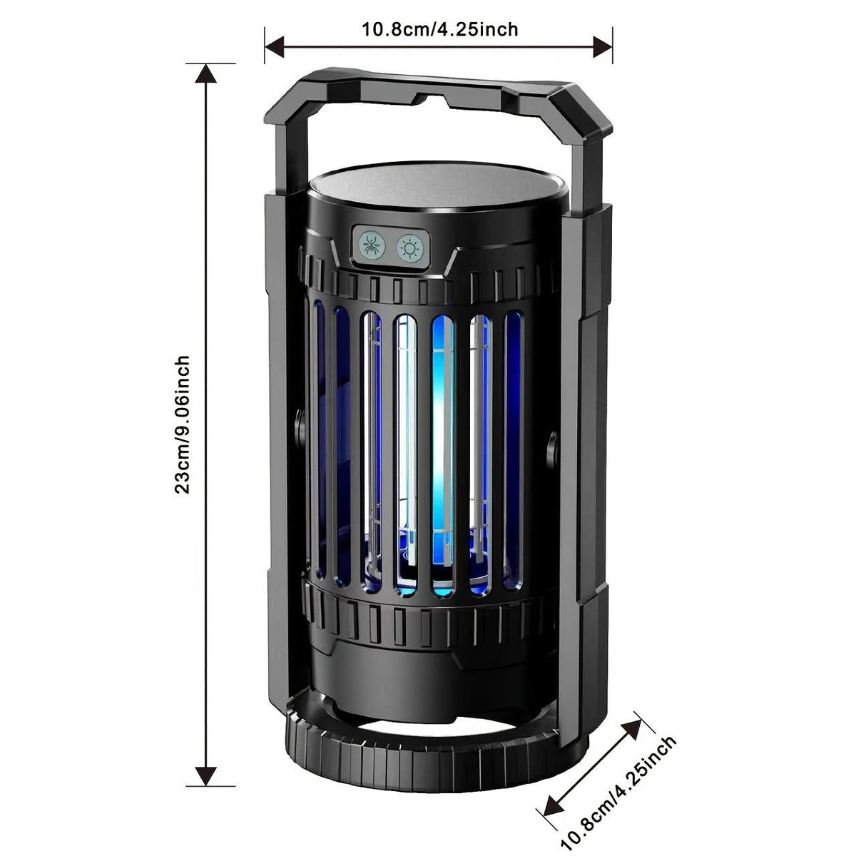 Rechargeable Lantern Bug Zapper with Blue Grid Light, Swivel Base, USB-C Cable and Cleaning Brush