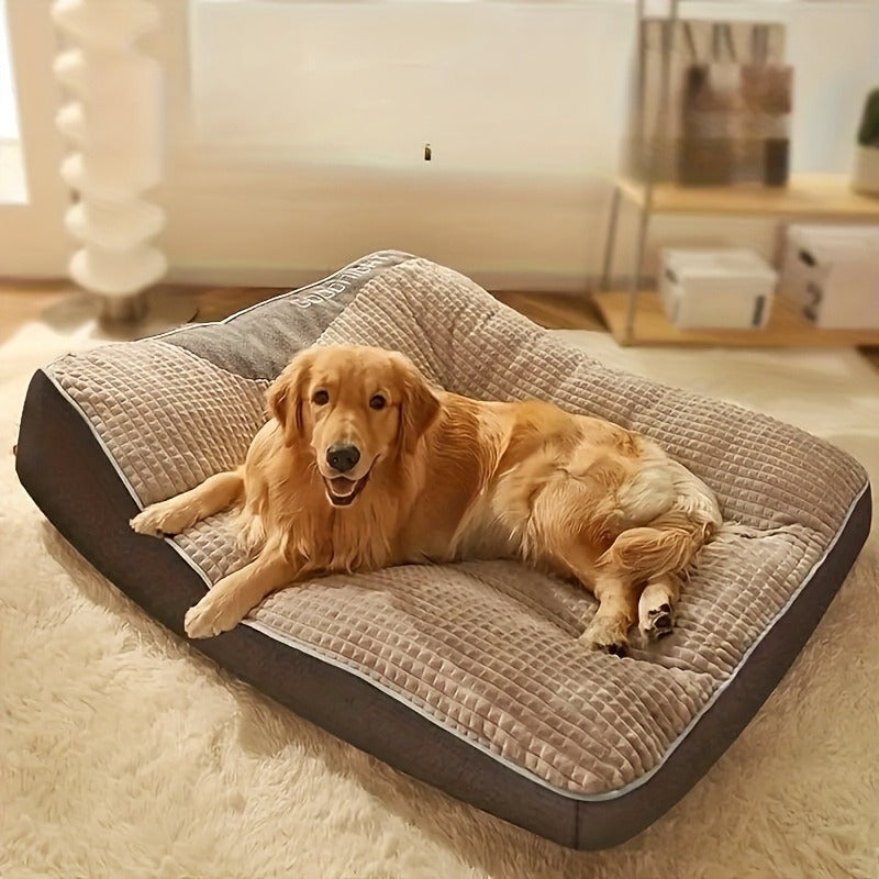 Thickened Dog Bed for Winter Warmth – Soft Polyester Fiber Fill, Collapse-Resistant, Machine Washable Cat & Dog Bed for Large Breeds