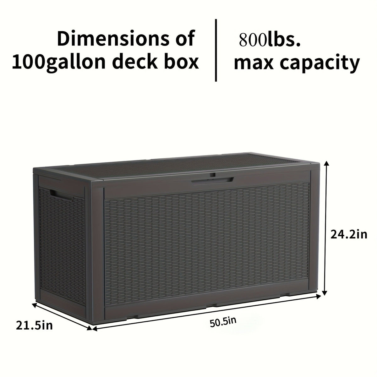 100-Gallon Rattan-Style Outdoor Deck Box with Lockable Lid, Lift Supports and Black Finish