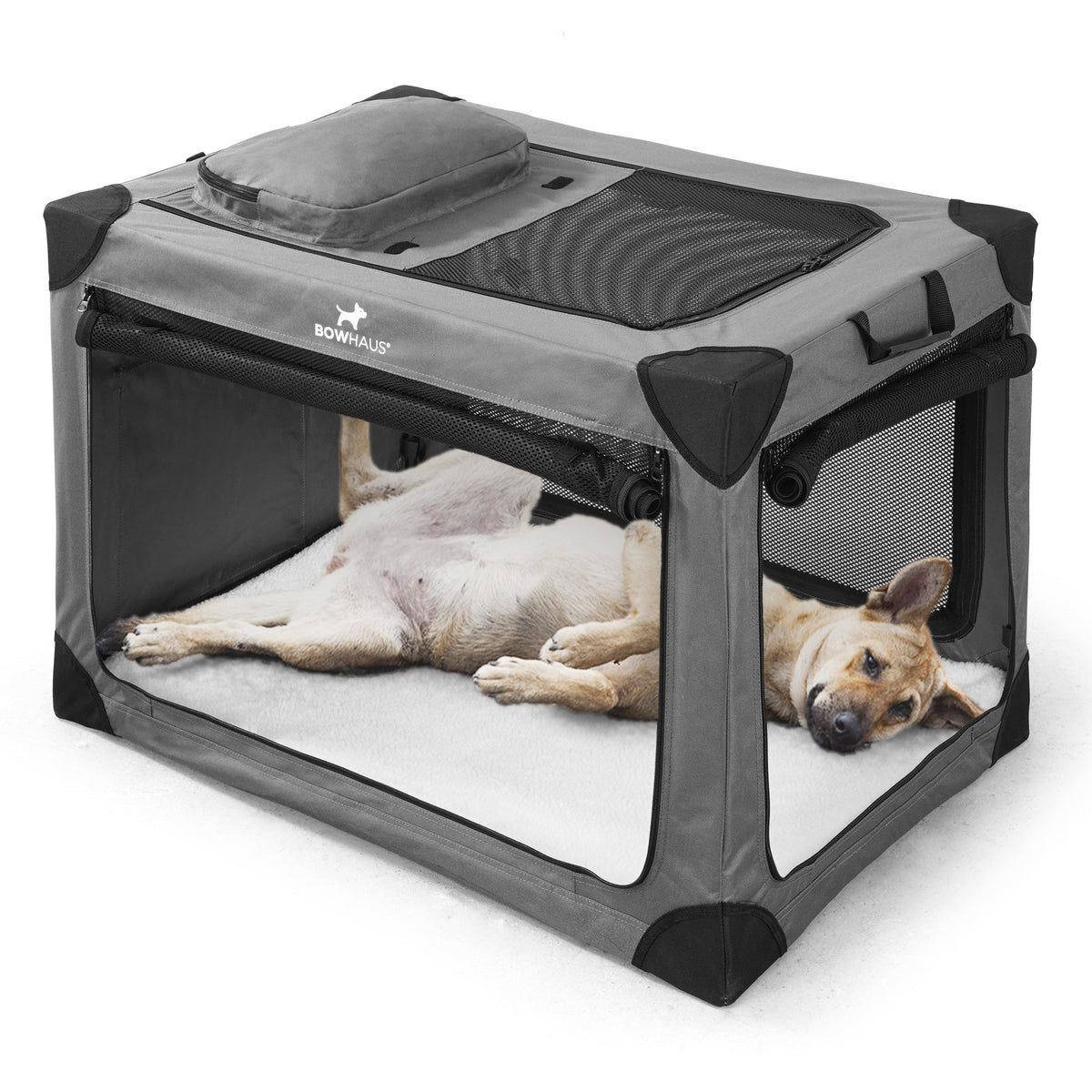Soft Dog Crate Collapsible 4 Mesh Door – Portable Travel Dog Kennel, 360° Ventilation, 2 Ways to Fold, Indoor Outdoor Car Use