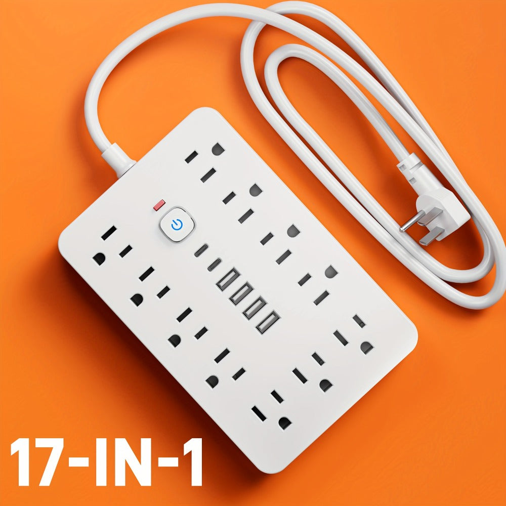Power Strip 17-in-1 Surge Protector with 11 AC Outlets, 4 USB-A, 2 USB-C and 5- or 10-Foot Flat-Plug Cord